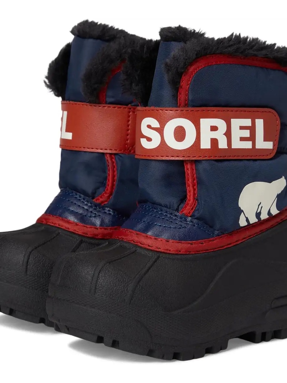 Sorel Kids Navy and Red Winter Snow Boots with Black Soles